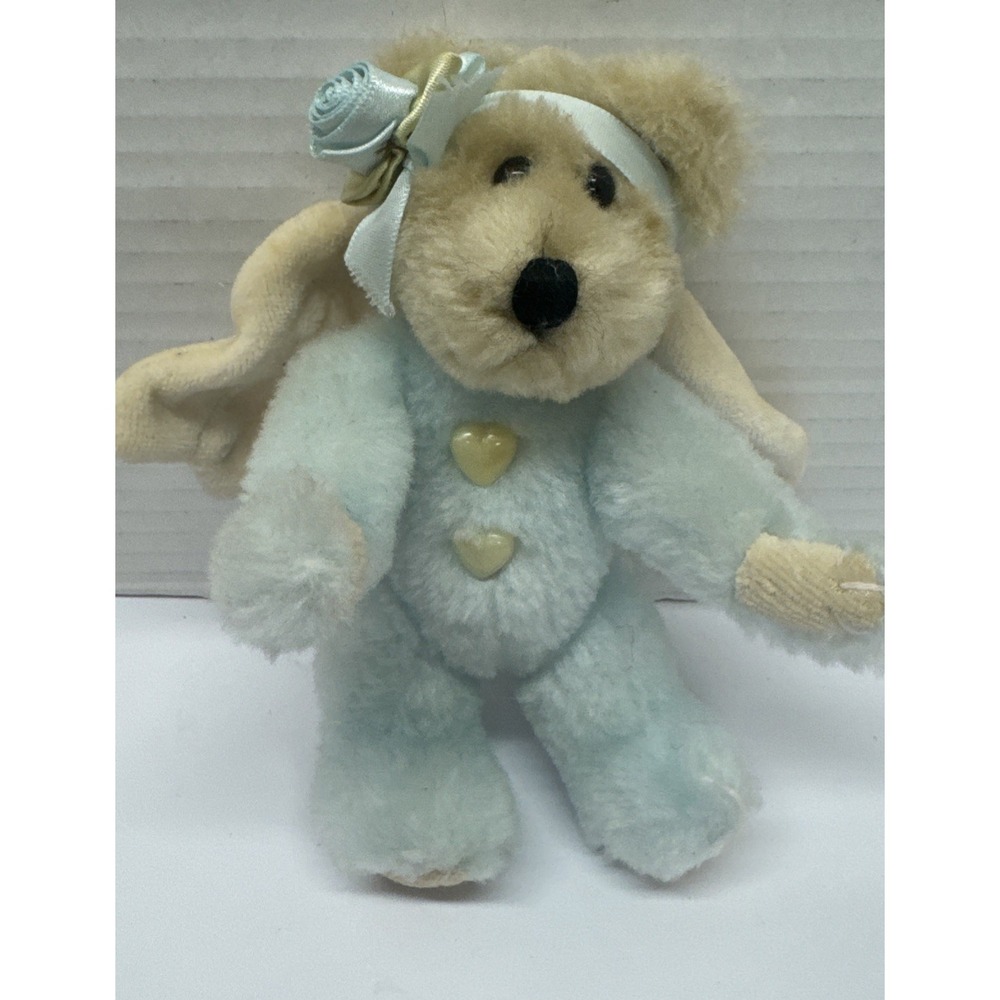 Boyds 6" Plush Blue Bear Angel Christmas Poseable Stuffy "Aria" Wings
